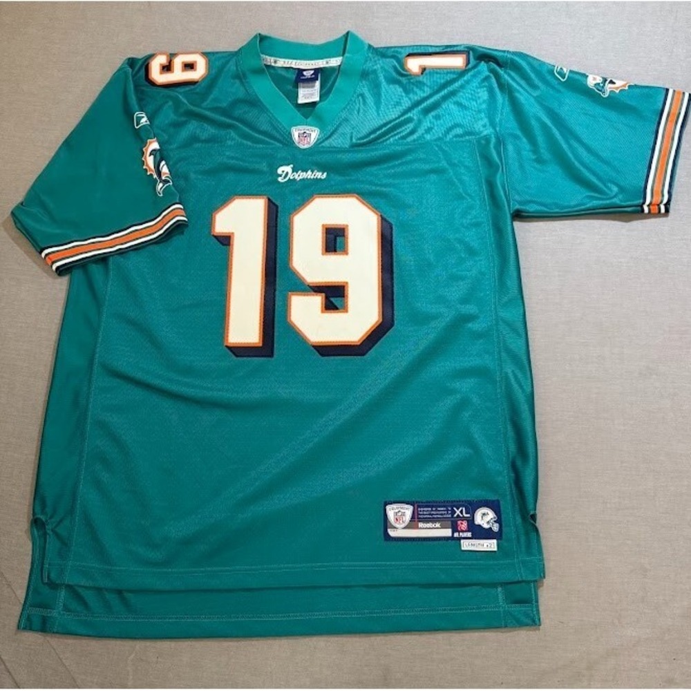 Miami Dolphins Marshall #19 Reebok Jersey Mens‎ XL Short Sleeve Helmet Tag 2000s